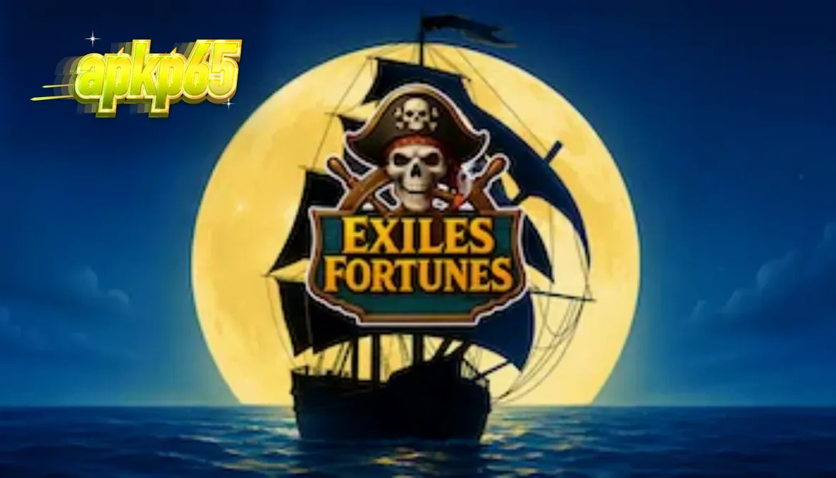 Tampilan visual slot Exiles Fortunes dengan tema bajak laut dan gulungan 3x3